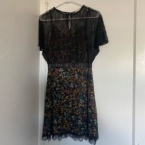 Zara Black Lace and Floral Dress